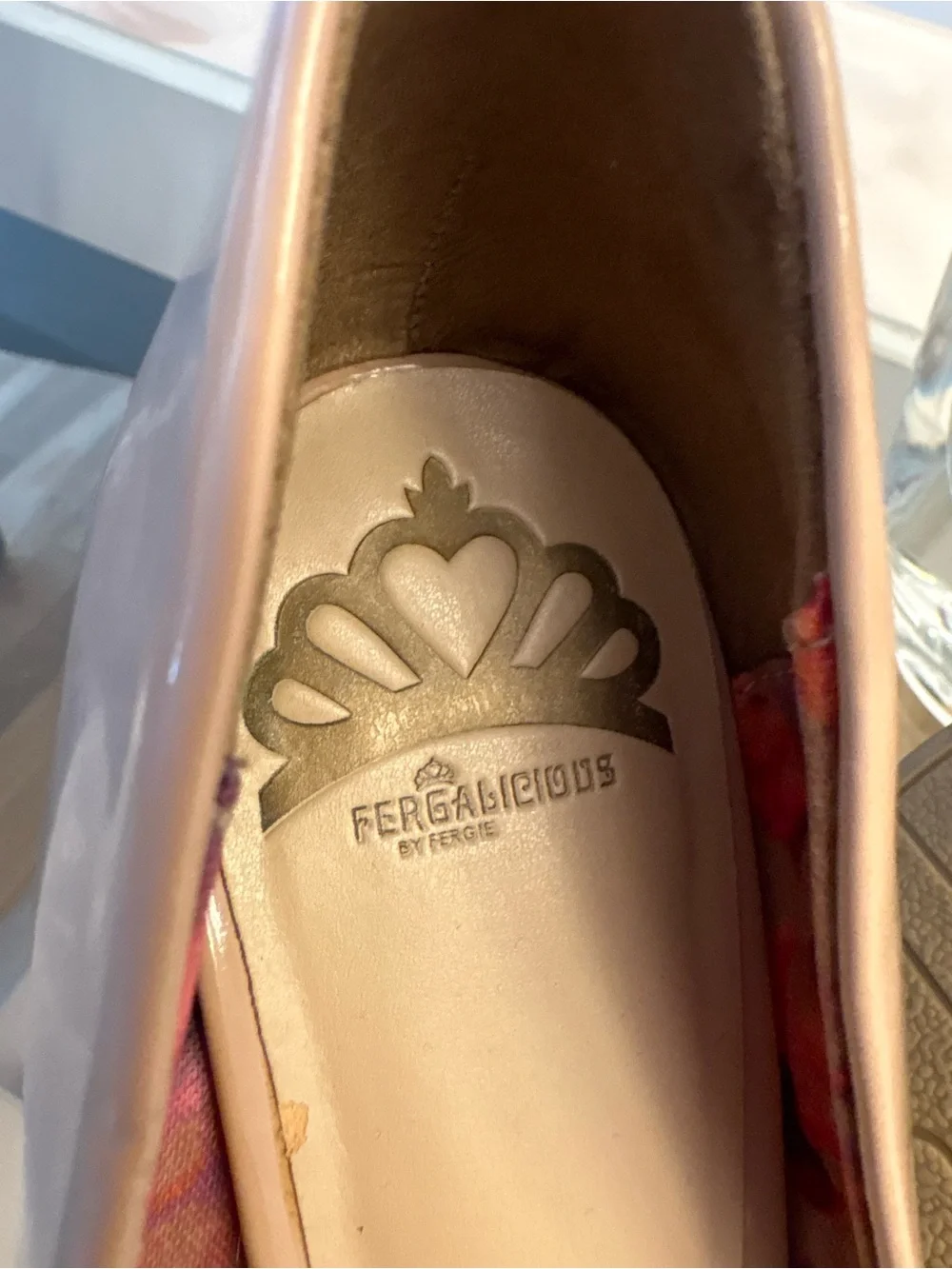 Fergalicious Nude Patent Pointed-Toe Pumps size 8 1/2